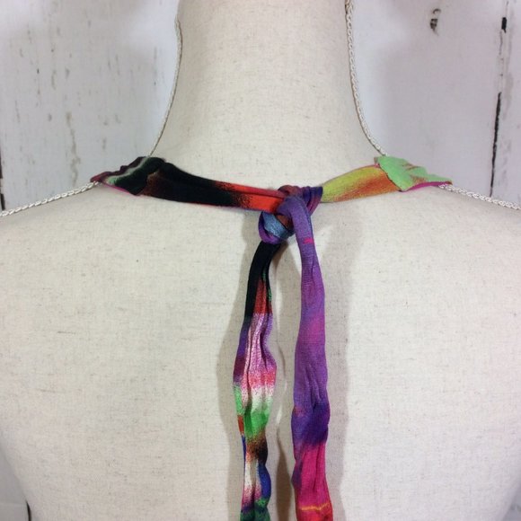 NWT Cache Halter Dress Sexy Knit Colorful Plunge Neck Tropical Bodycon Size 10 - Picture 12 of 13